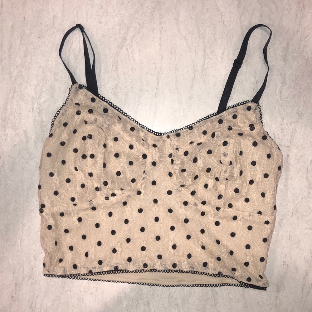 Women’s M Poke-a-dot Crop Top, Beige/Blk